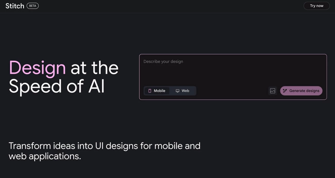 Google Stitch UI 设计平台